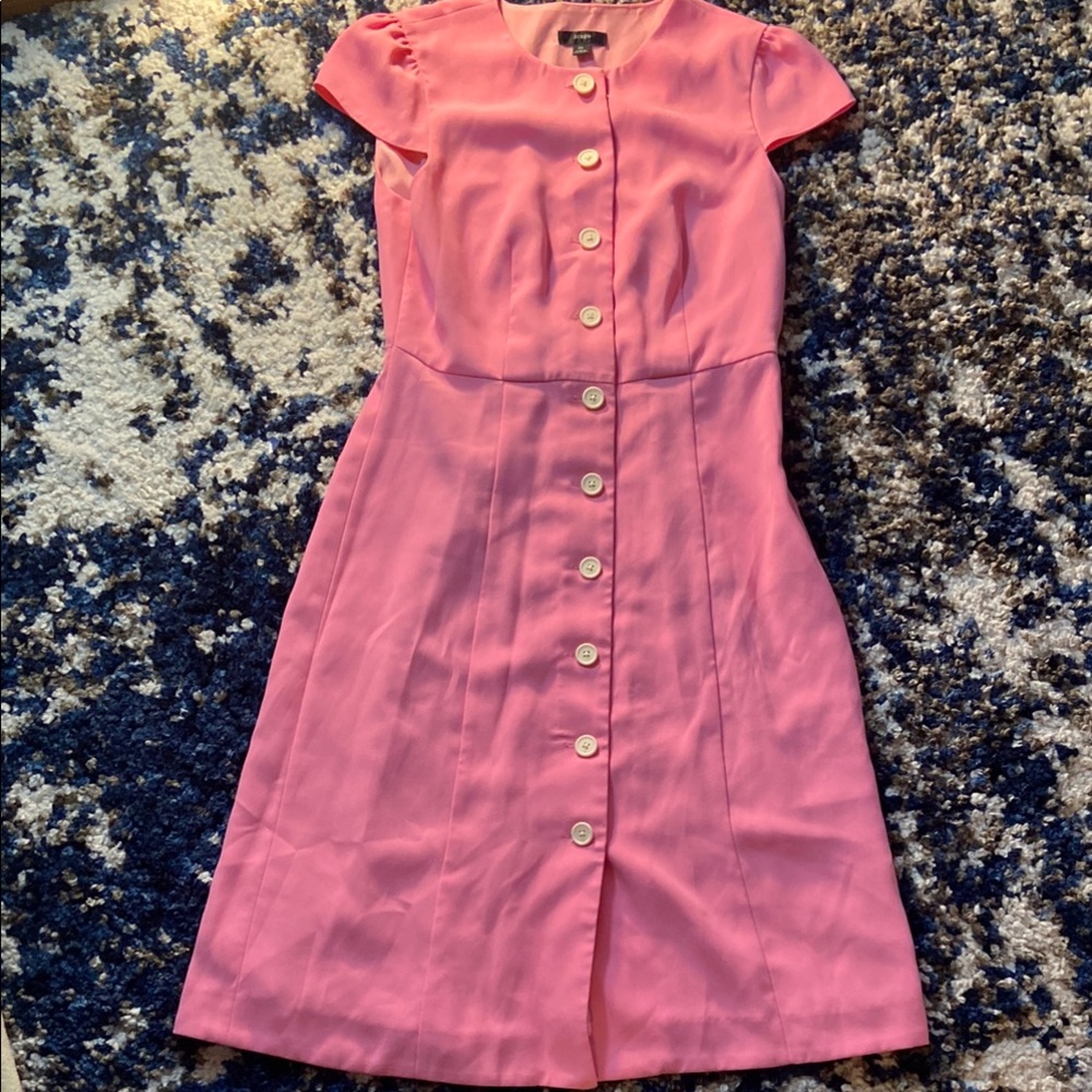 J. Crew Pink Midi Button-Front Dress